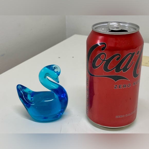 Vintage Mid Century Clear Blue Pinched Blown Glass Art Swan Murano Paperweight - Picture 4 of 15